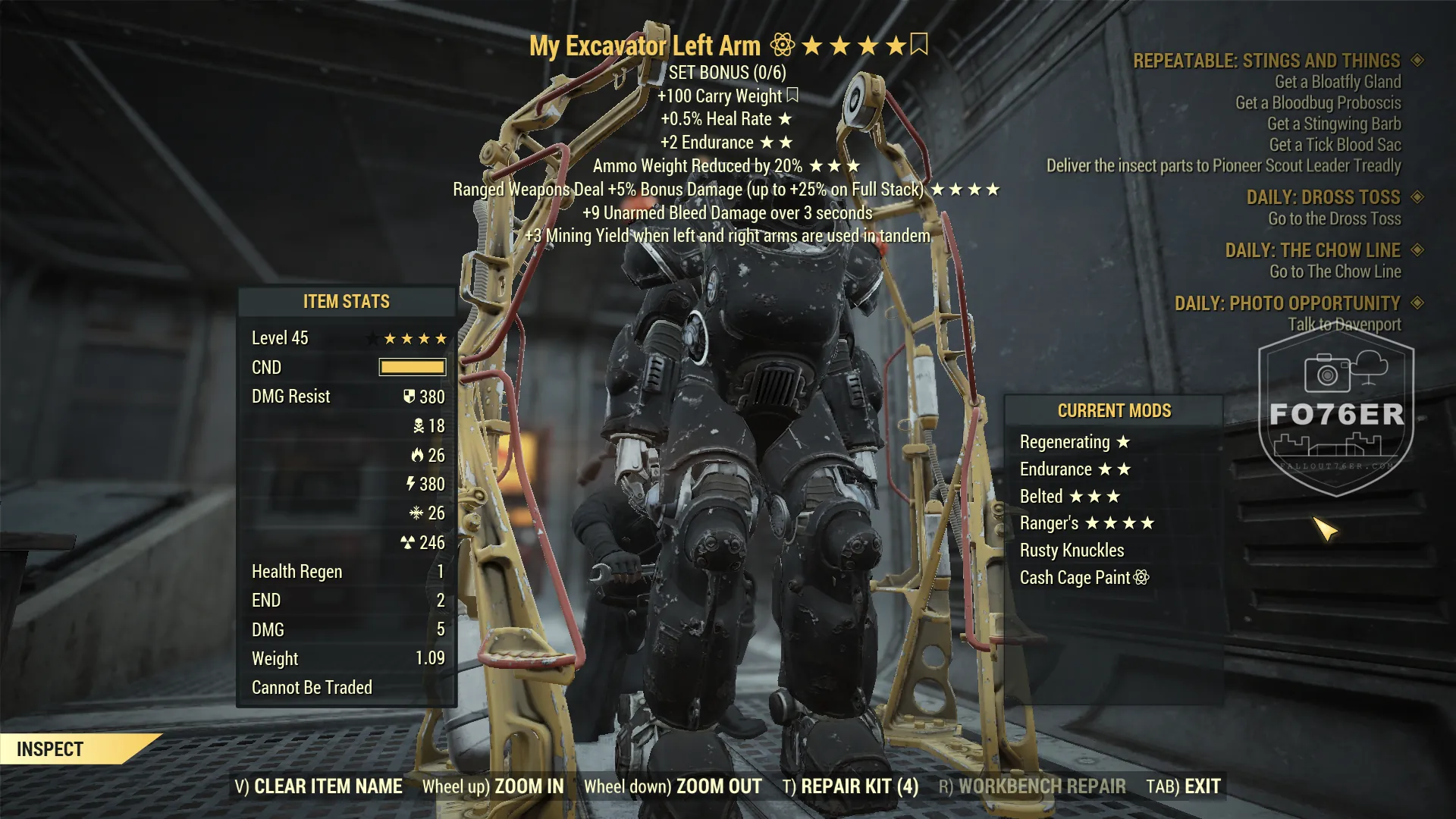 Excavator power armor left arm