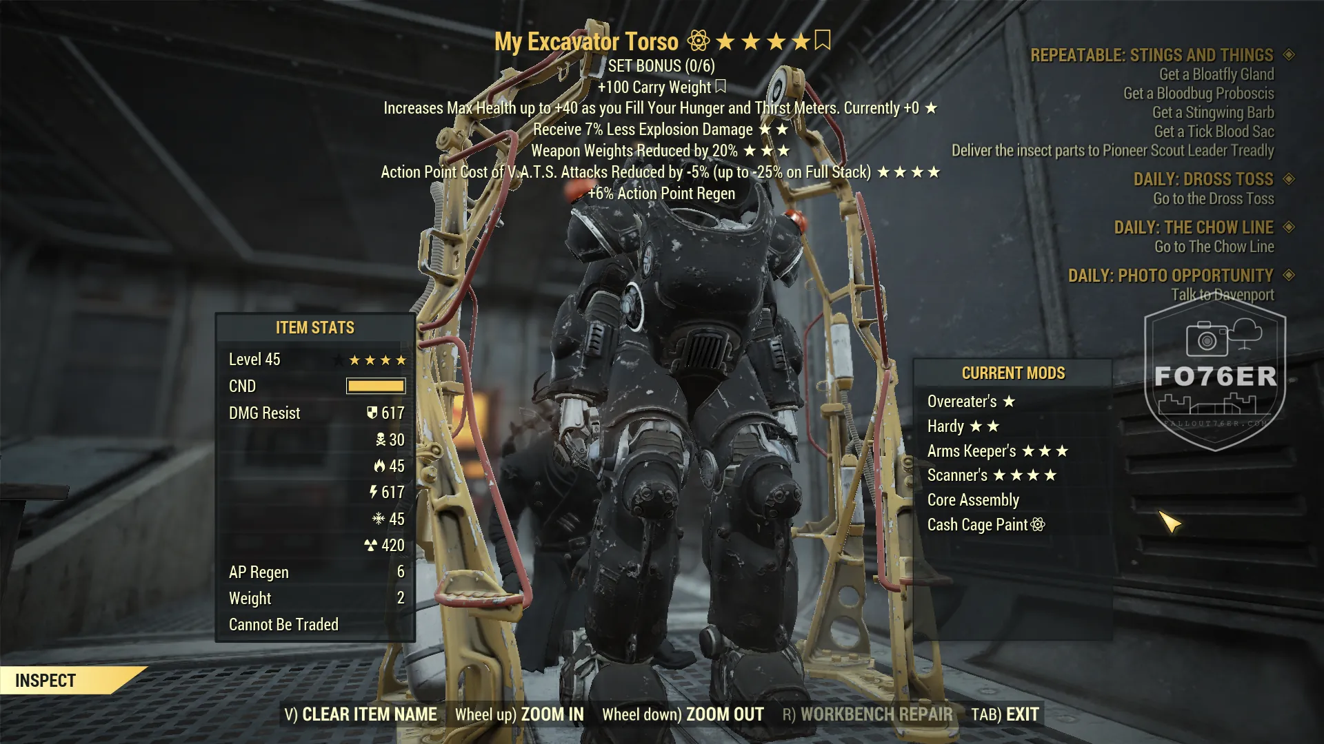 Excavator power armor torso