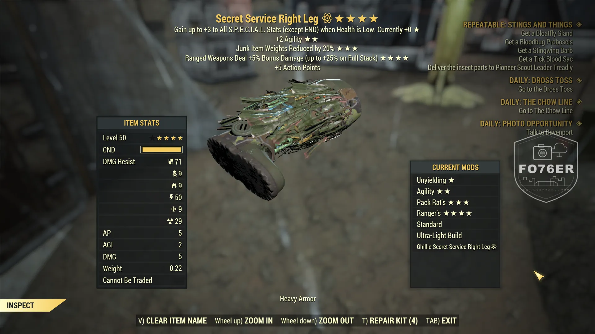 Ghillie-camo Secret Service right leg armor