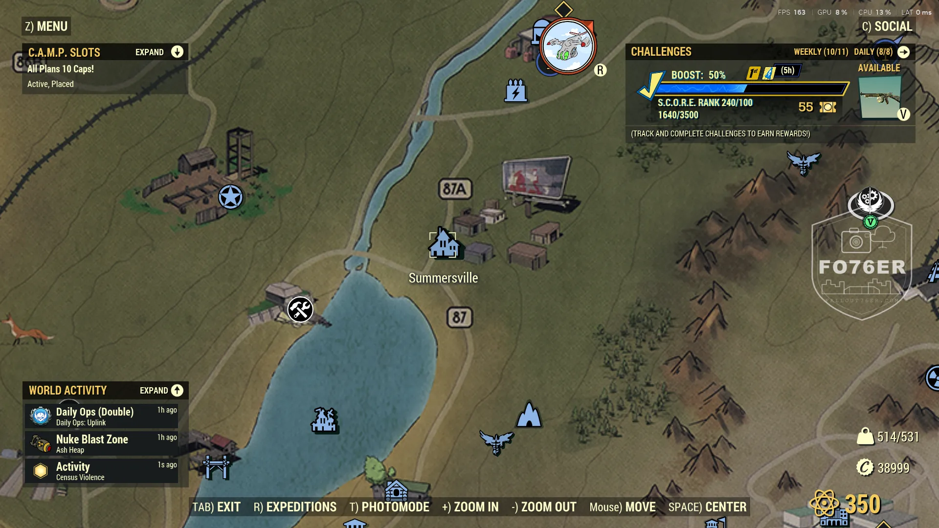 Mirelurk spawn map — Summersville (The Forest), Fallout 76