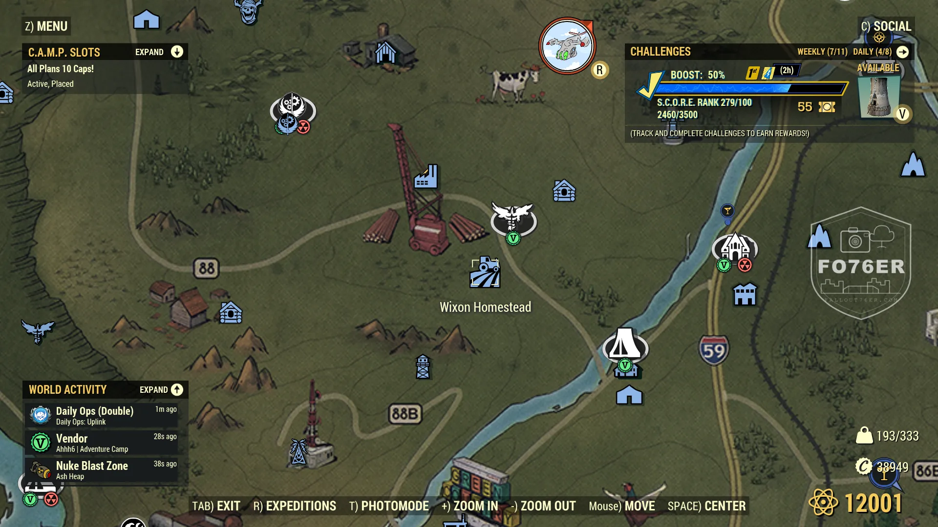 Cat spawn map — Wixon Homestead (The Forest), Fallout 76